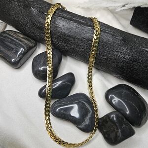 Large Gold Scalloped Herringbone Chain